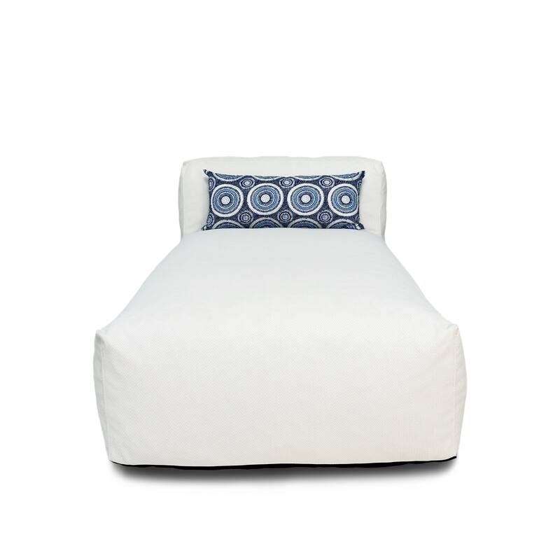 1-Piece Outdoor Bean Bag Chaise Lounge with Pillow - N/A