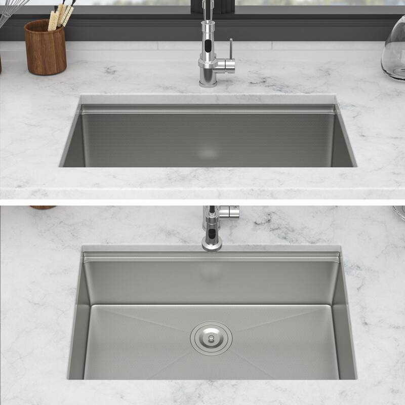 30" Undermount Kitchen Sink 30*19*9 inch Single Bowl 16 Gauge Stainless Steel Ledge Workstation Kitchen Sinks