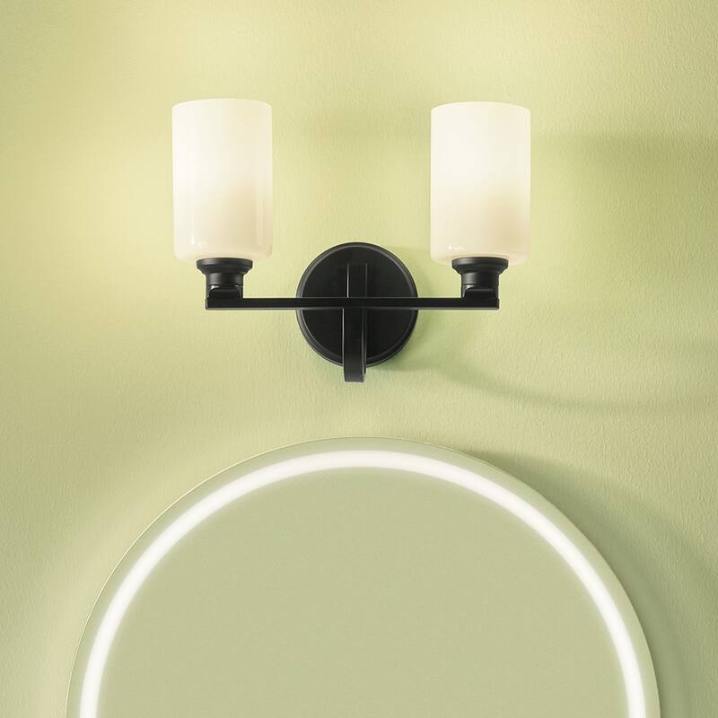 Kichler Lighting Gioe 14.25" 2-Light Vanity Light with Opal Glass in Black