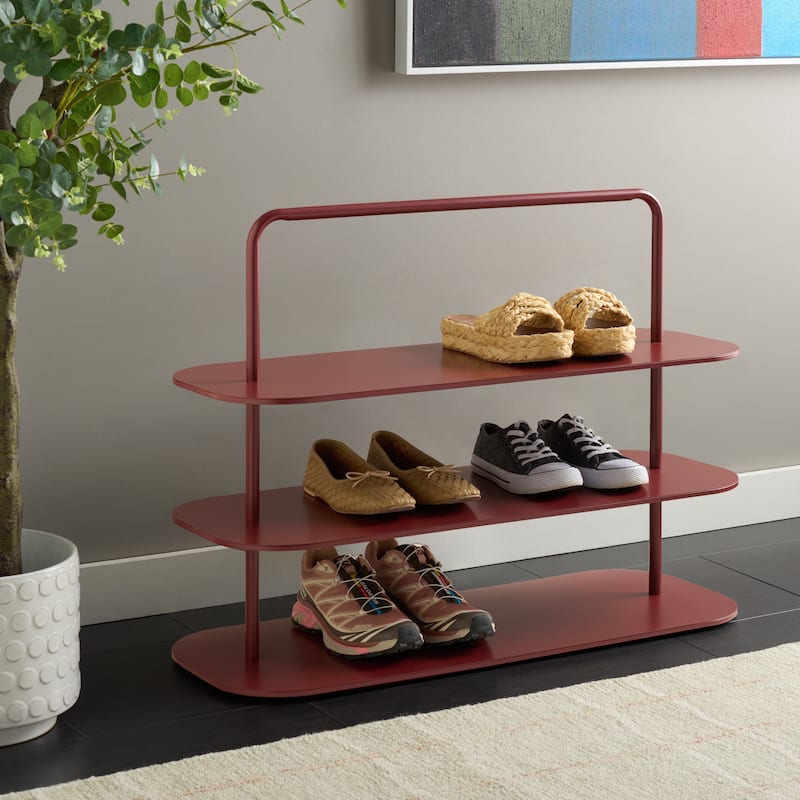 SAFAVIEH Home Jordan 3 Tier Metal Shoe Rack - 34"W x 13"D x 26"H