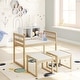 preview thumbnail 6 of 18, Max & Finn Signy Kids Table and 2 Chairs Set with Adjustable Heights, Pink/White Brown