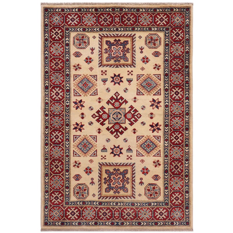 Bohemian Kazak Clay Gold/Red Wool Rug - 3'3'' x 4'9''