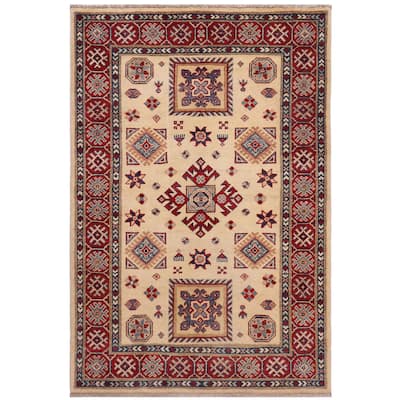 Bohemian Kazak Clay Gold/Red Wool Rug - 3'3'' x 4'9''