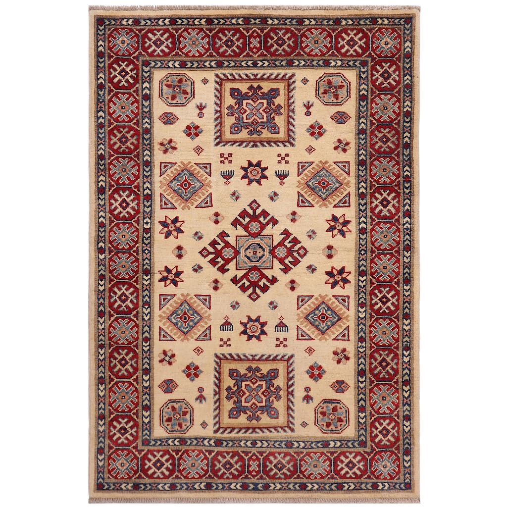 Bohemian Kazak Clay Gold/Red Wool Rug - 3'3'' x 4'9''