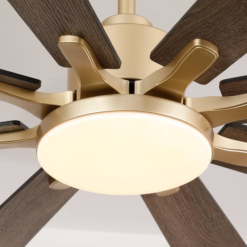 Vaczon 72" Transitional Gold Smart Large Ceiling Fan with Dimmable LED Light and Remote
