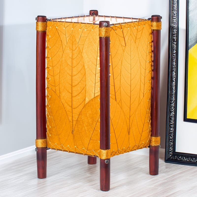 Eangee Handmade Fortune Table Lamp, Cocoa Leaves Shade, 9 x 9 x 15 in.
