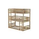 preview thumbnail 17 of 18, Rubber Wood Detachable Triple Twin Bunk Bed with Two Built-in Ladders,Guardrails,Kids and Baby
