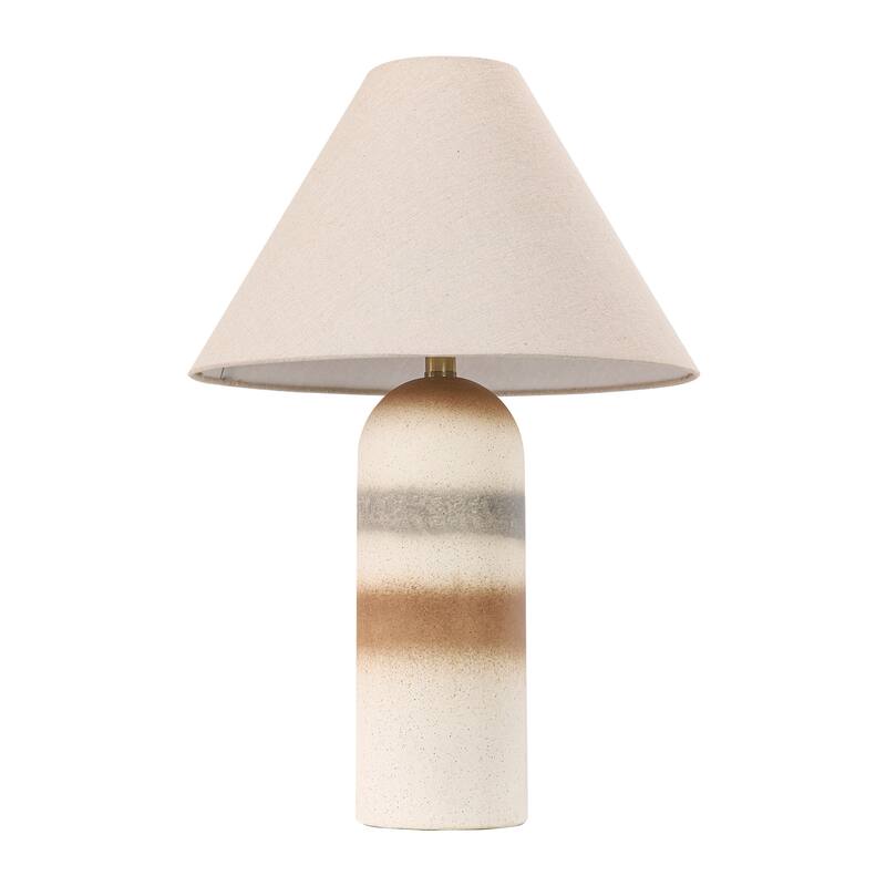 Painted Ceramic Accent Table Lamp with Cone Linen Shade