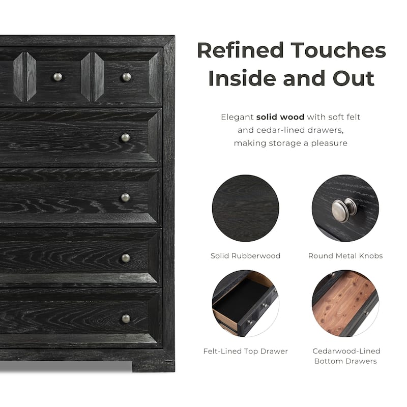 Furniture of America Durem Modern Classic 6-Piece Solid Wood Panel Bedroom Set with 3-Drawer Nightstand