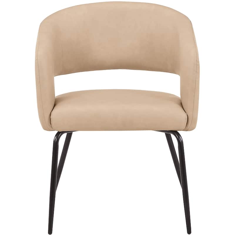 Open Back Dining Chair Upholstered in Leather or Velvet with Iron Legs Set of 2