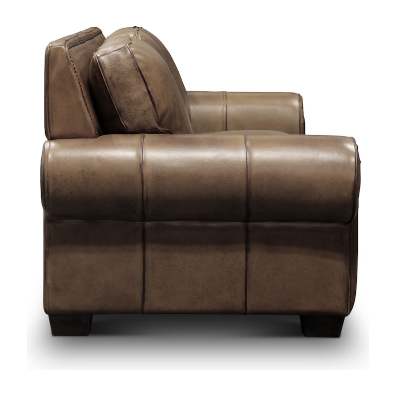 Valencia Top Grain Hand Antiqued Leather Traditional Sofa