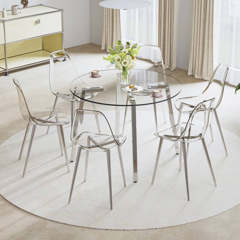 Modern Tempered Glass Table Dining Table Coffee Table End Table Entryway Table for Dining Room