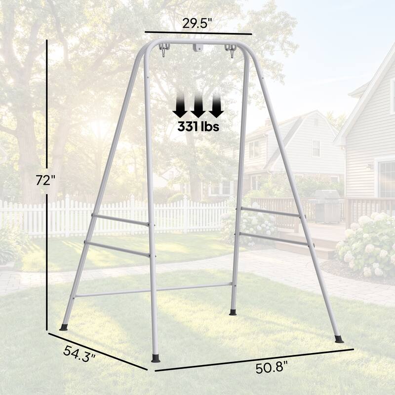 Outsunny Hammock Chair Stand, Free Standing Heavy Duty Hanging Swing Chair with Anti-Slip Foot Pads, 2 Carabiners