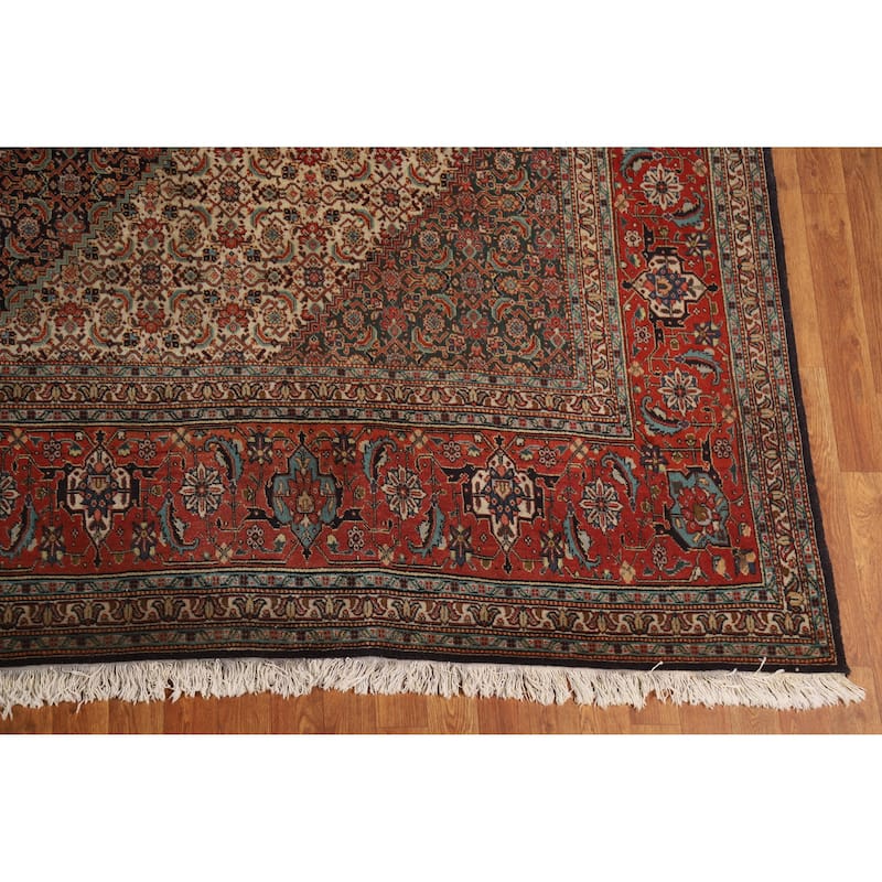 Vegetable Dye Tabriz Persian Vintage Rug Handmade Wool Carpet - 9'11" x 13'1"