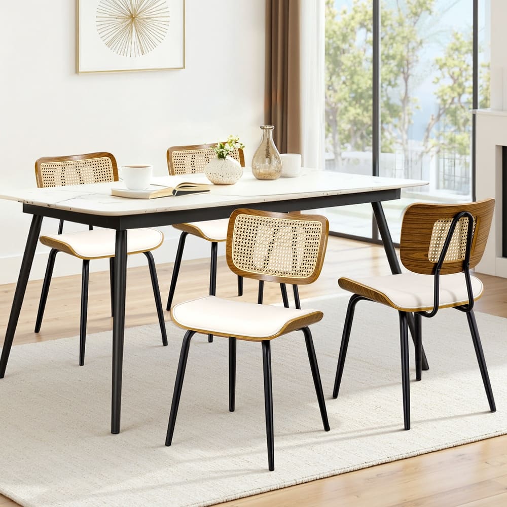 Faux Leather Upholstered Dining Chairs Set of 2/4 - 33.5"H x 19.3"W x 23"D