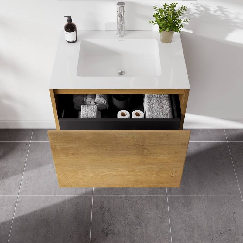 Madeira 24" Oak Bath Vanity with Acrylic Top & Integrated Sink