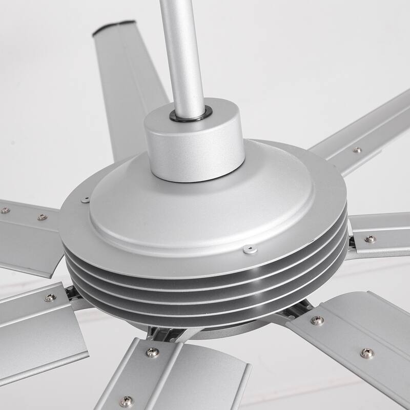 84" Silver Aluminum Extra Large Integrated LED Ceiling Fan with Light and Remote