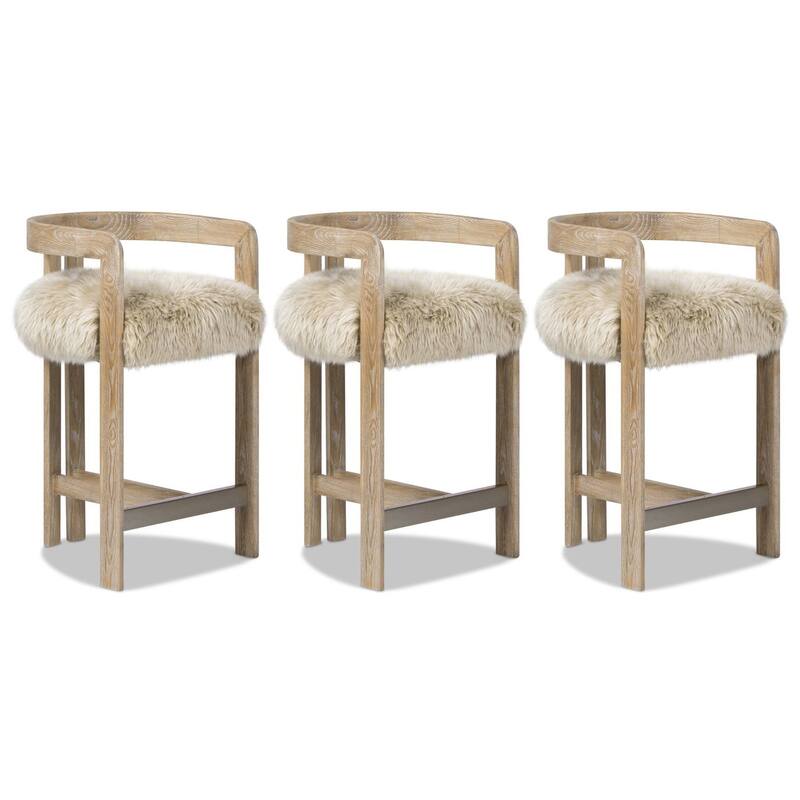 Millwick 26.5" Low Back Ash Wood Counter Height Bar Stool - 21"W X 20"D X 27"H