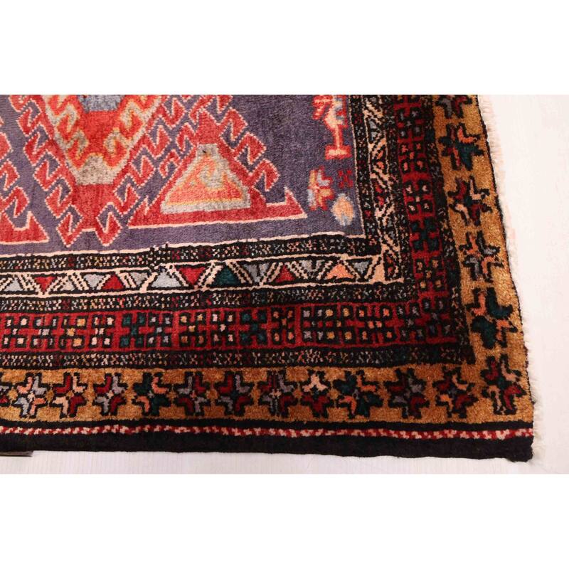 ECARPETGALLERY Hand-knotted Konya Anatolian Dark Navy, Red Wool Rug - 4'0 x 9'4