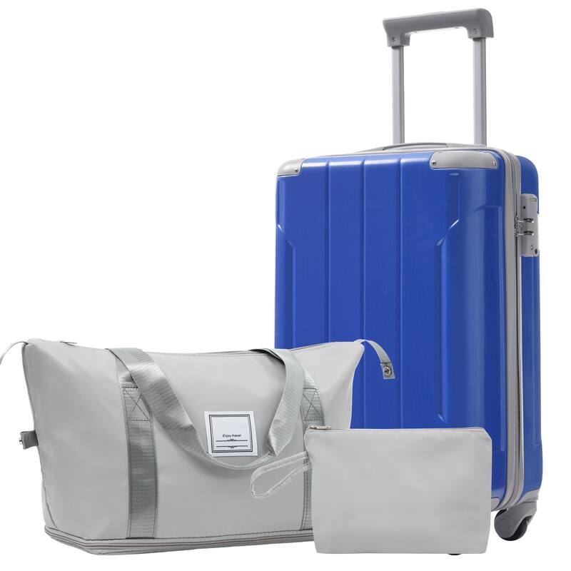 20 Inch Carry On Luggage Set 3 Piece with Spinner Wheels, Lightweight Hardshell ABS Suitcase - Dazzling Blue