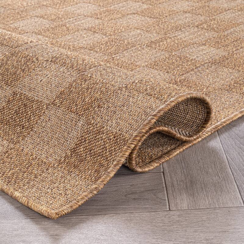 World Rug Gallery Checkered Indoor/Outdoor Flat Woven Area Rug