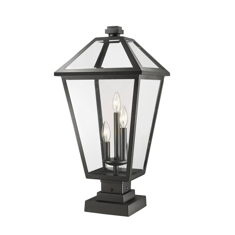 Roseto Calvin 3 Light 25" Tall Outdoor Pier Mount Post Light - Black