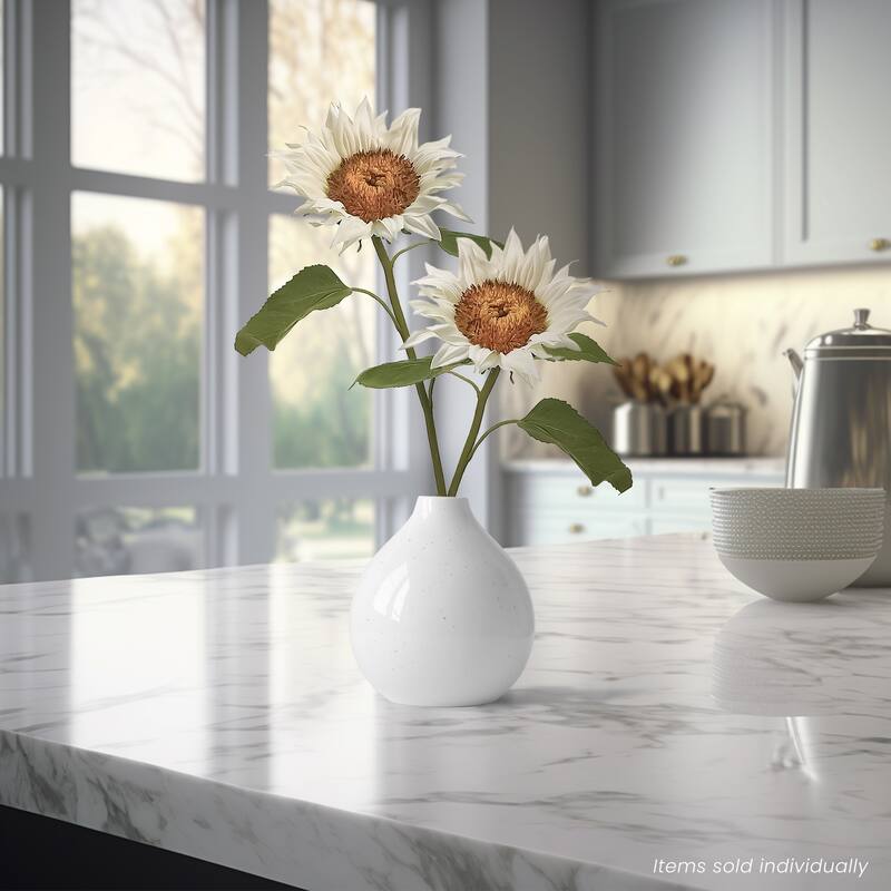 Sunflower Artificial Floral Spray - 25" - White