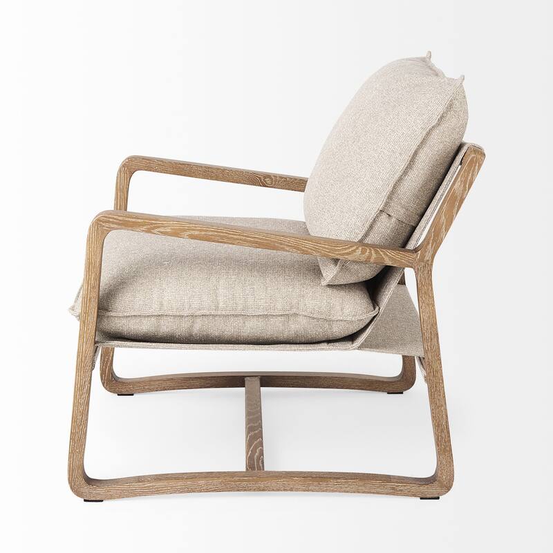Brayden Light Brown Wood w/ Beige Fabric Seat Accent Chair