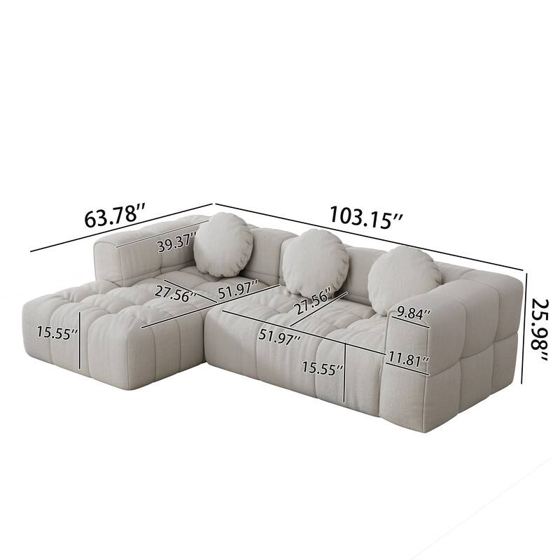 103" L-Shaped Modular Sofa, Free Combination (Left and Right Facing)