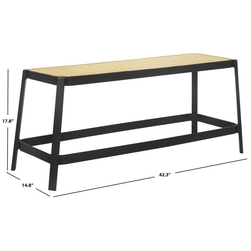 SAFAVIEH Saaba Cane Bench - 42.3 In. W x 14.8 In. D x 17.8 In. H - 42Wx15Dx18H
