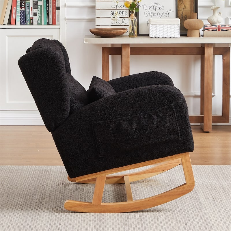 Modern Accent High Backrest Living Room Lounge Arm Rocking Chair