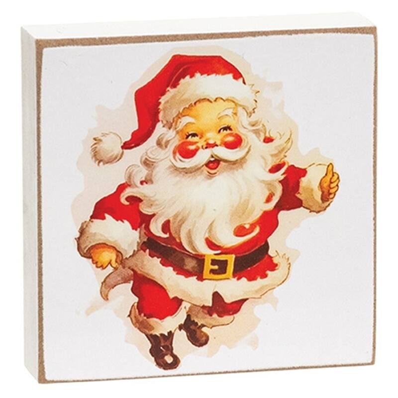 Vintage-Inspired Santa Blocks for Holiday Shelf Decor - 3 Asstd. - 3" x 0.75" x 3"