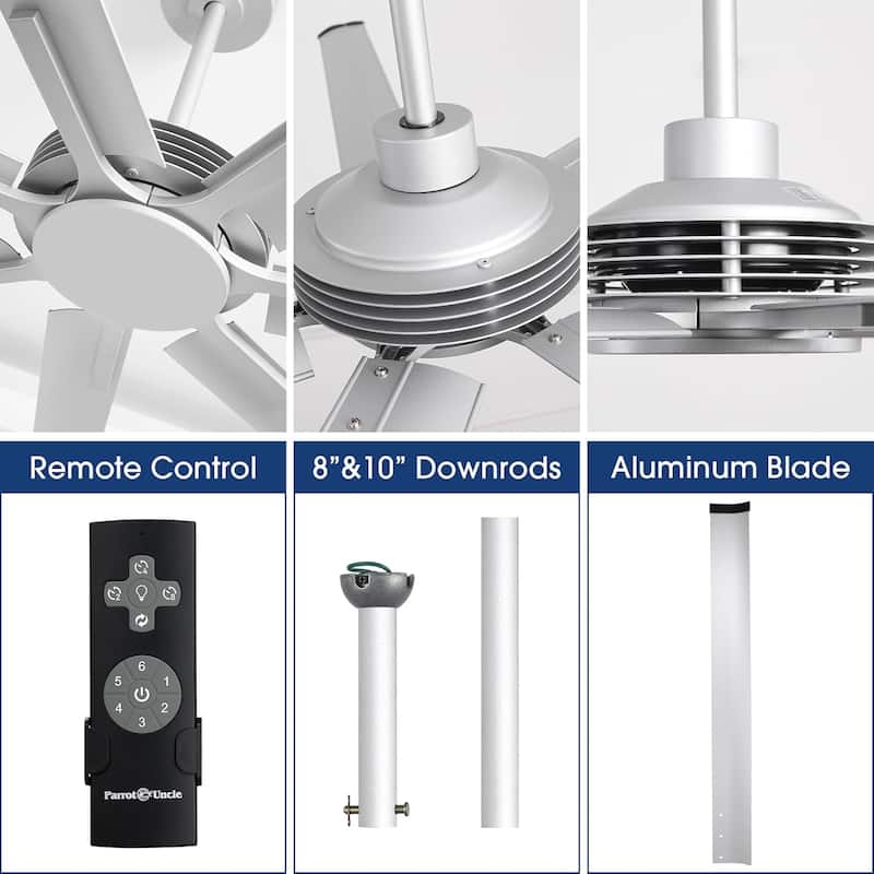 Ceiling Fan Modern 100" Industrial 7-Blade Silver Metal