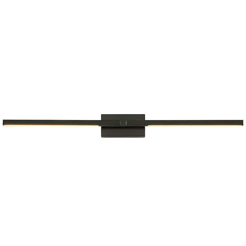 25" Modern Black/Gold LED Wall Sconce - 12W 3000K Warm Light, Linear Fixture for Bedroom & Hallway