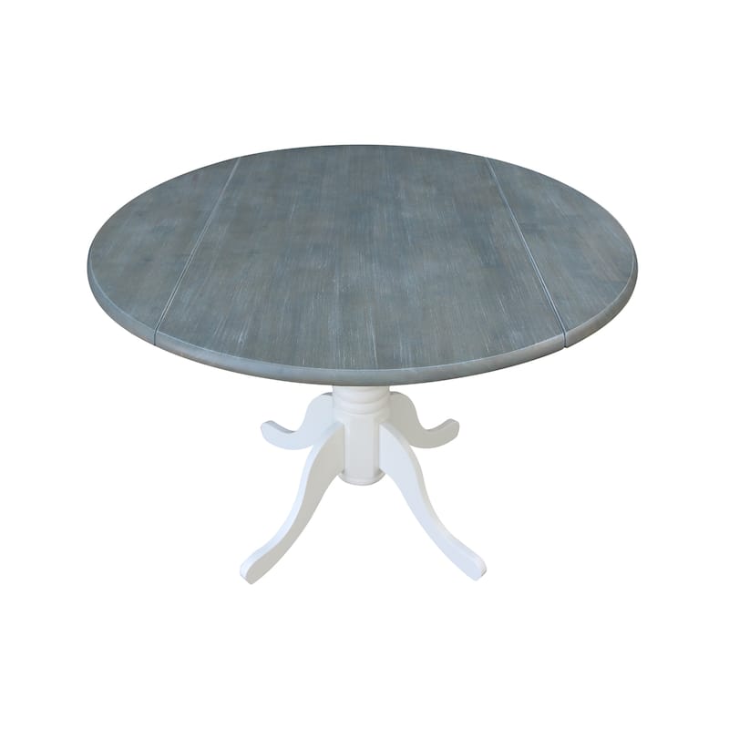 Round Pedestal Base Solid Wood 42-inch Drop-leaf Dining Table