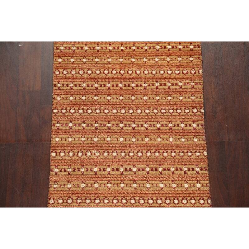 Striped Gabbeh Kashkoli Oriental Runner Rug Hand-knotted Wool Carpet - 2'9" x 8'1"