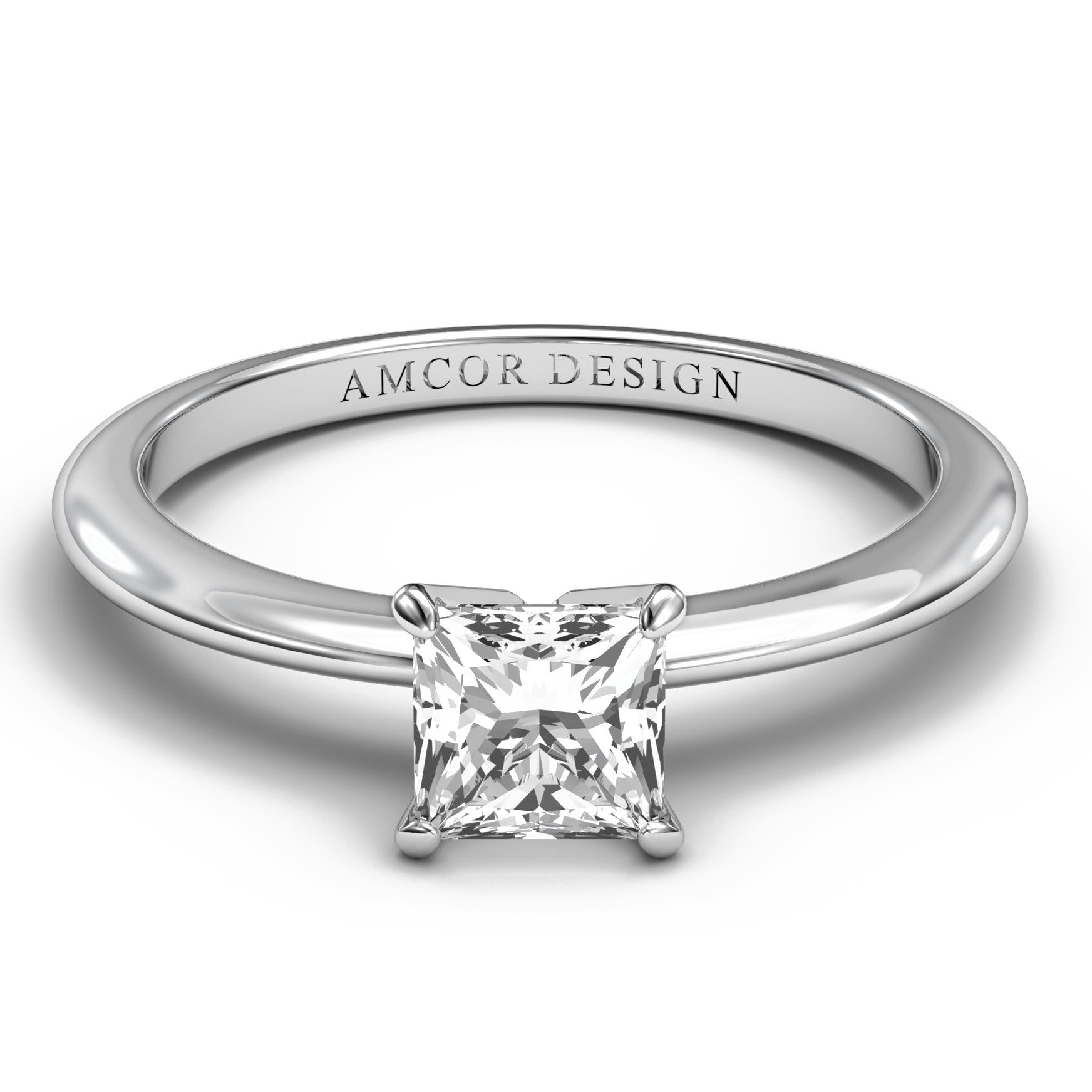 14KT Gold 1.00 Carat Diamond Engagement Ring Princess Prong Solitaire