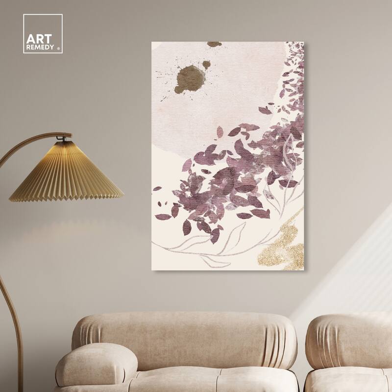 Art Remedy Golden Vineyards Gallery Wrapped Boho Abstract 1 Piece Canvas Wall Art