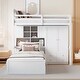 preview thumbnail 2 of 28, Twin Bunk Bed with 6-Drawers, Built-In Wardrobe, Storage Shelves & Hydraulic Lift Bed, Space-Saving Storage Solution, White