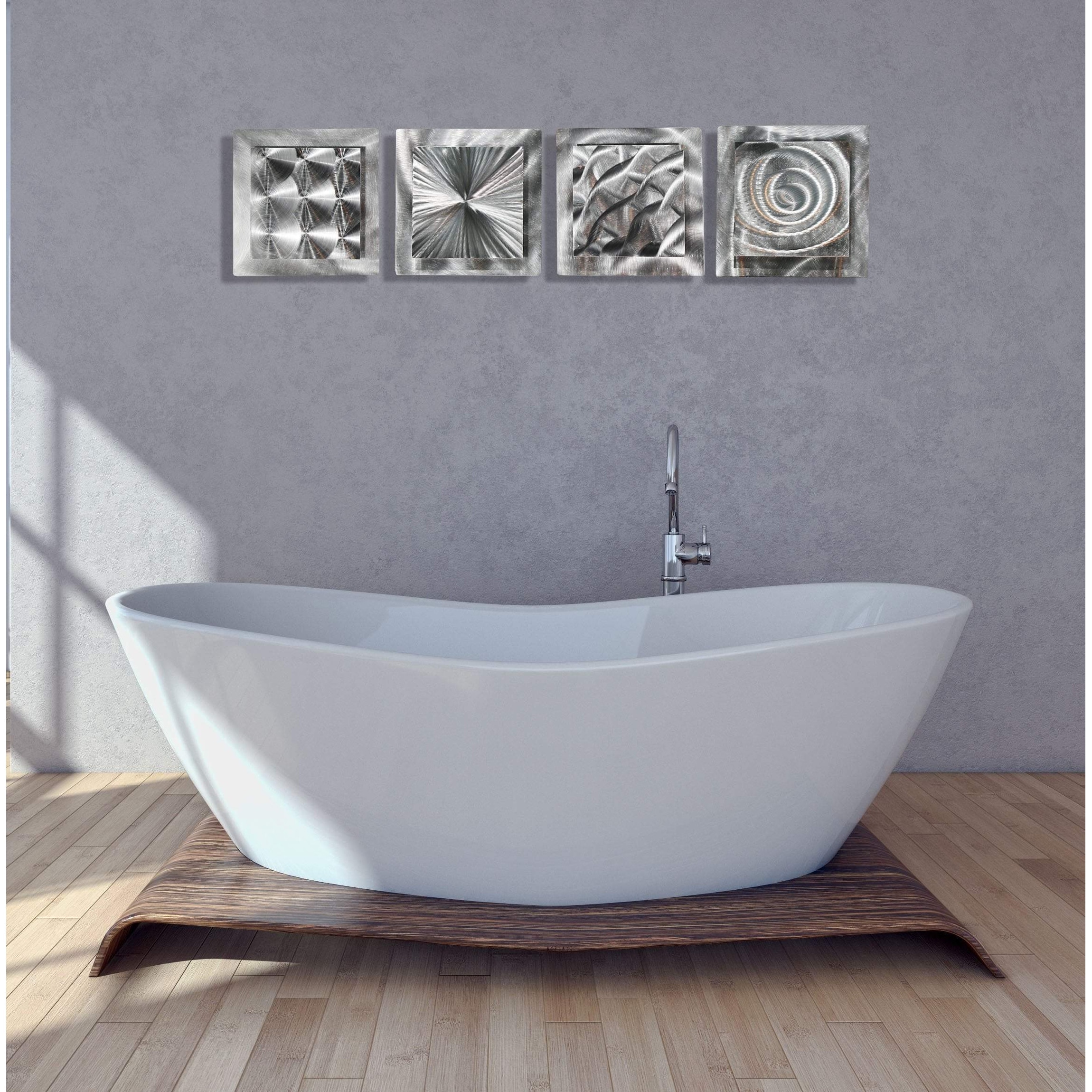 Statements2000 Silver Metal Wall Art Accent Sculpture Modern Decor By Jon Allen Set Of 4 Squares
