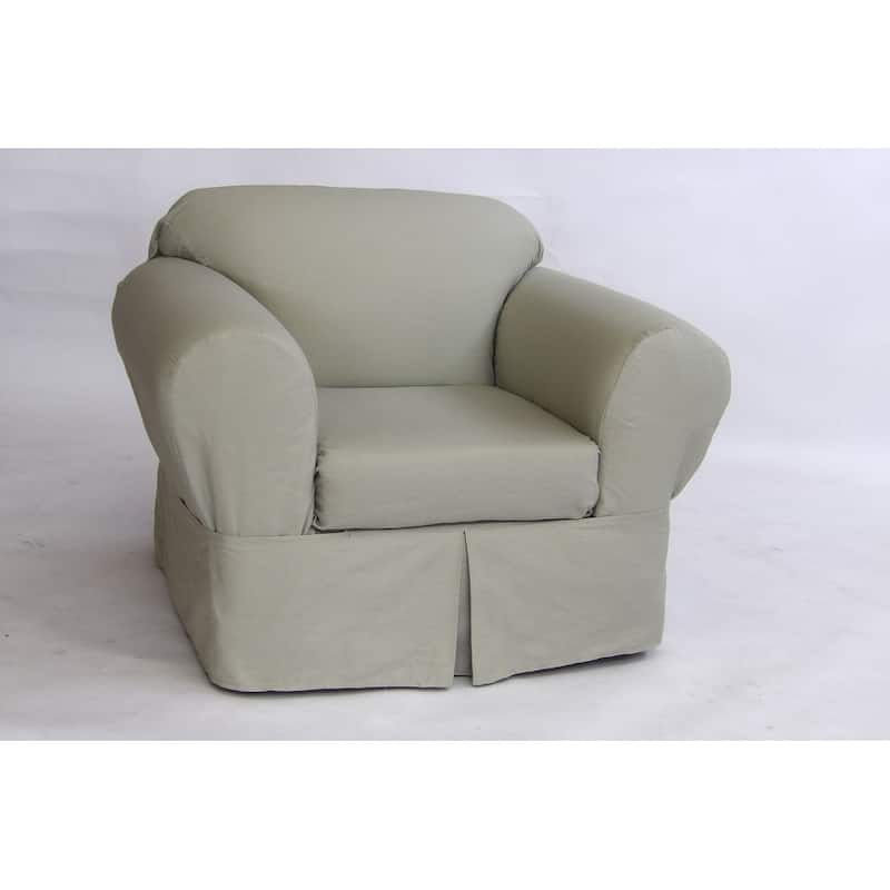 Classic Slipcovers Two Piece Twill Chair Slipcover - Sage
