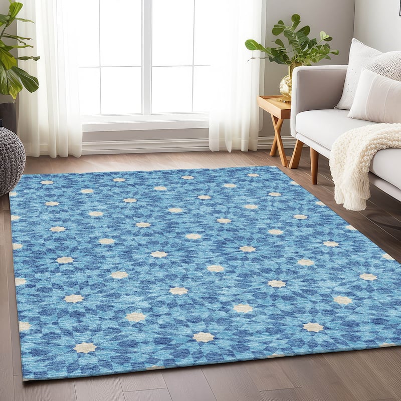 Premium Washable Super Soft Modern Mosaic Mayfield Rug - Denim - 8' x 10'