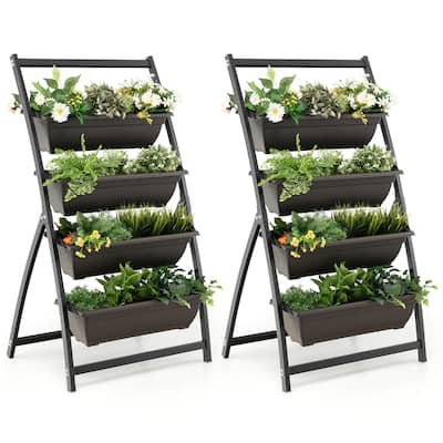Costway 2PCS 4 FT 4-Tier Vertical Raised Garden Bed Elevated Planter - See Details