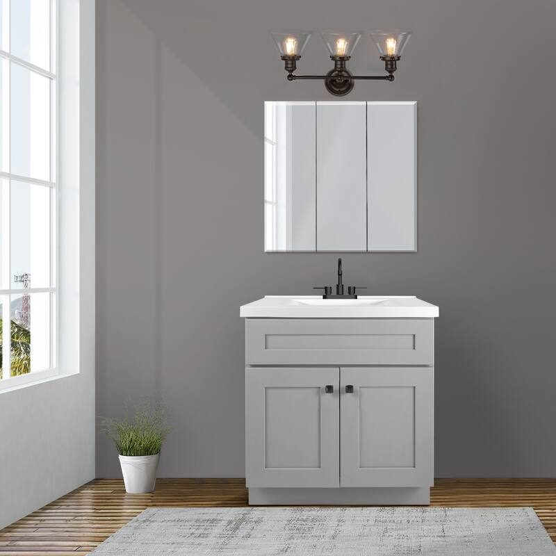 Augustin Transitional Indoor Dimmable 3-Light Bathroom Vanity Light Fixture - Matte Black