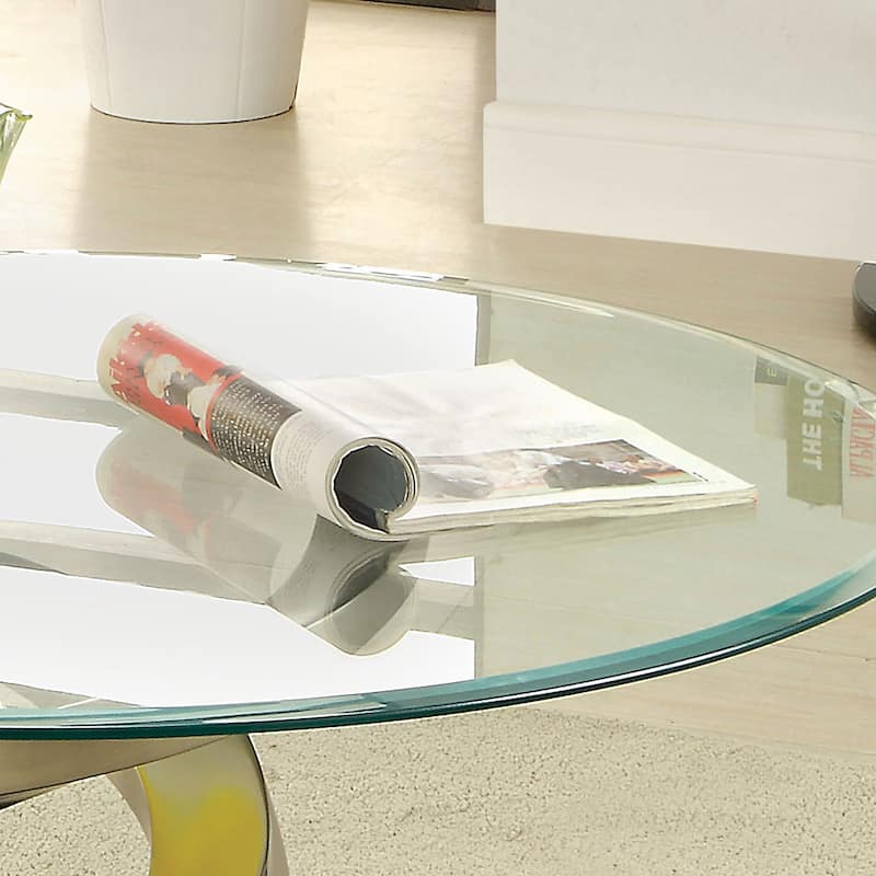 Sele Contemporary Silver 38-inch Glass Coffee Table by Furniture of America