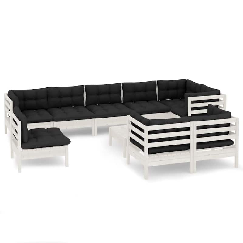 vidaXL Solid Pinewood Patio Lounge Set 10 Piece with Cushions Multi Colors - 25" x 25" x 24.6"