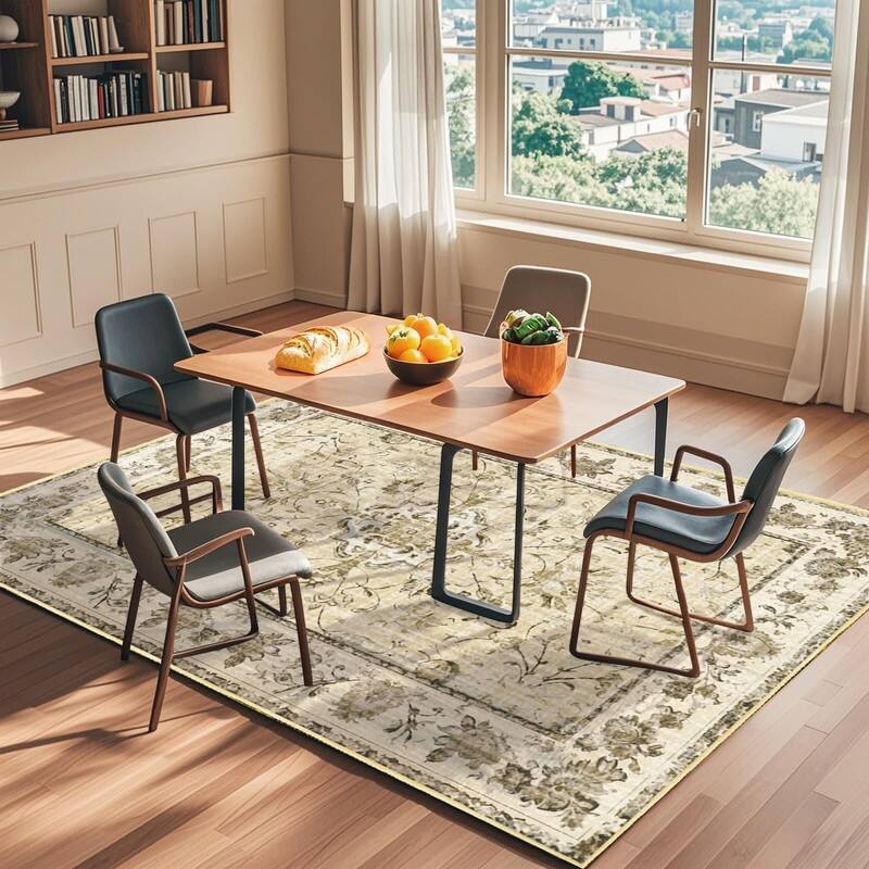 Vintage Boho Area Rugs Machine Washable Non Slip Living Room Rug