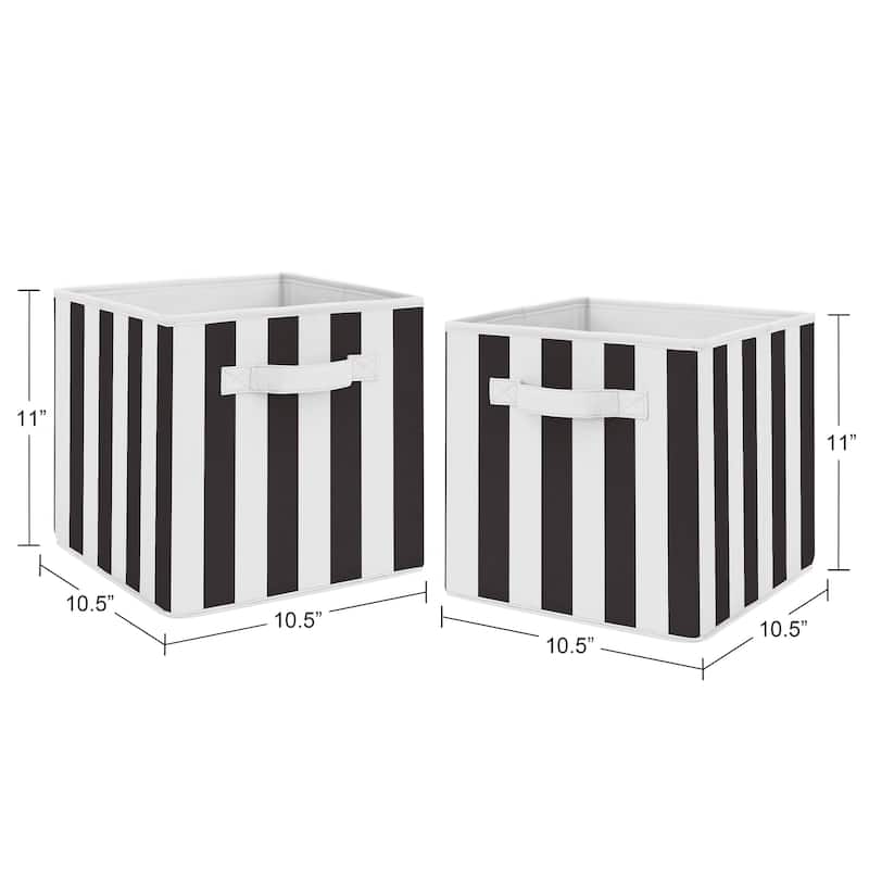 Black Stripe Collection Foldable Fabric Storage Bins Black and White for Paris Collection