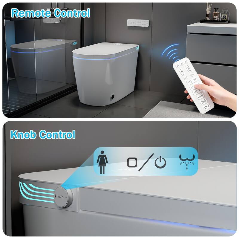 Smart Toilet with Auto Open Lid, Heated Seat & Bidet, One Piece Intelligent Toilet with Remote Control