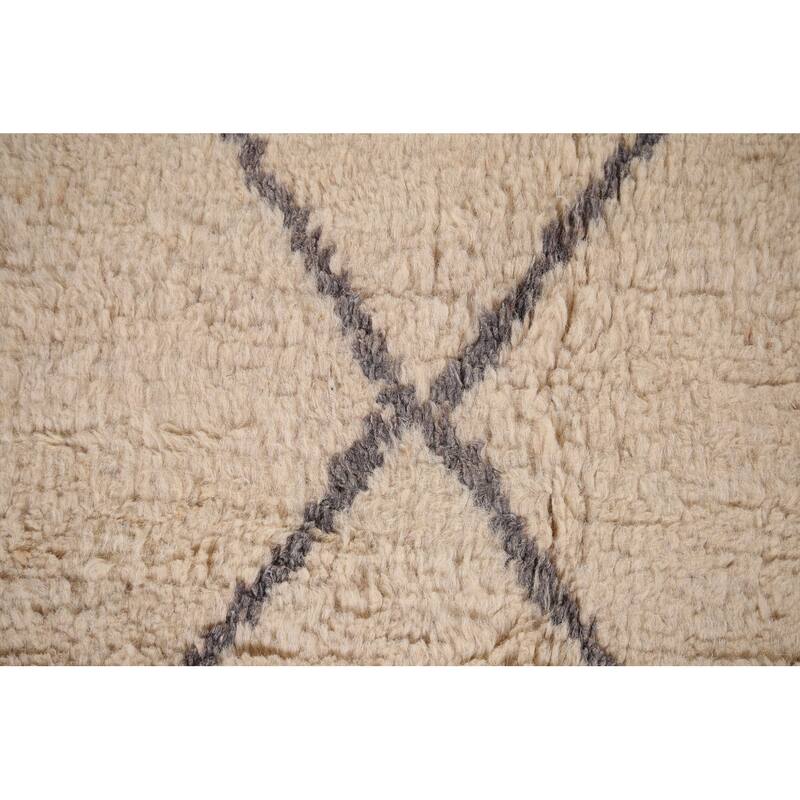 All-Over Trellis Moroccan Area Rug Handmade Wool Carpet - 5'10" x 9'0"